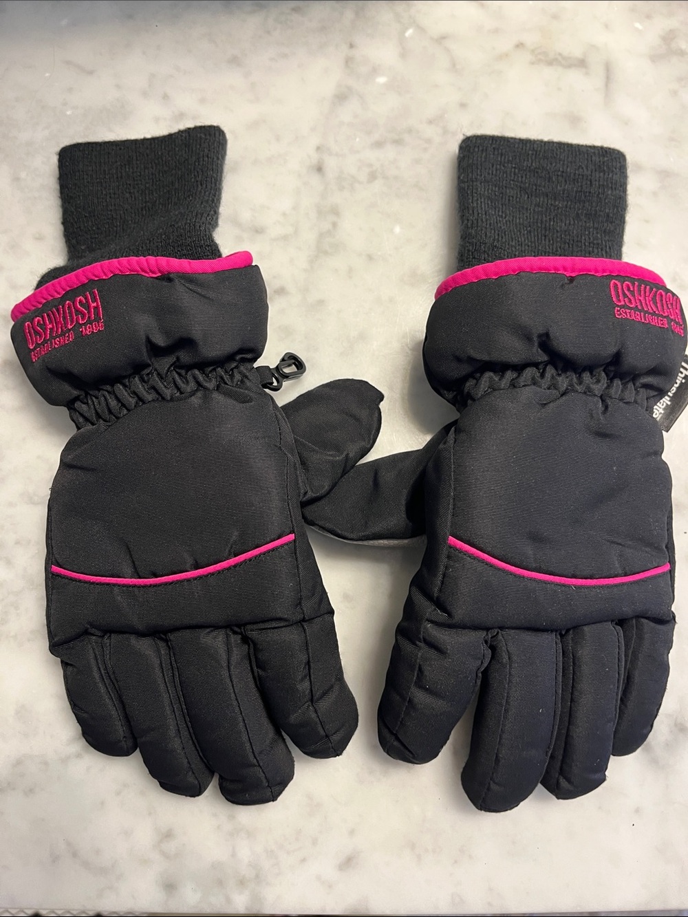 OshKosh B'gosh Black and Pink Insulated Kids Mittens